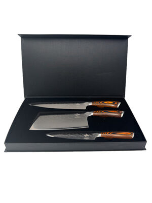 CHOLYS Professional Damascus Pattern Kitchen Knife Set of 3pcs 🍽️🔪